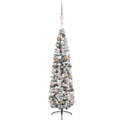 Slim Artificial Pre-Lit Christmas Tree With Ball Set Green