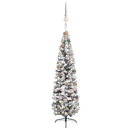 Slim Artificial Pre-Lit Christmas Tree With Ball Set Green