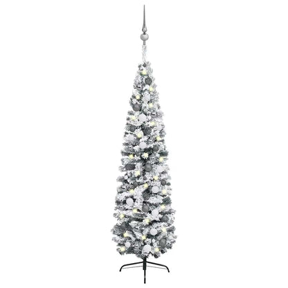 Slim Artificial Pre-Lit Christmas Tree With Ball Set Green