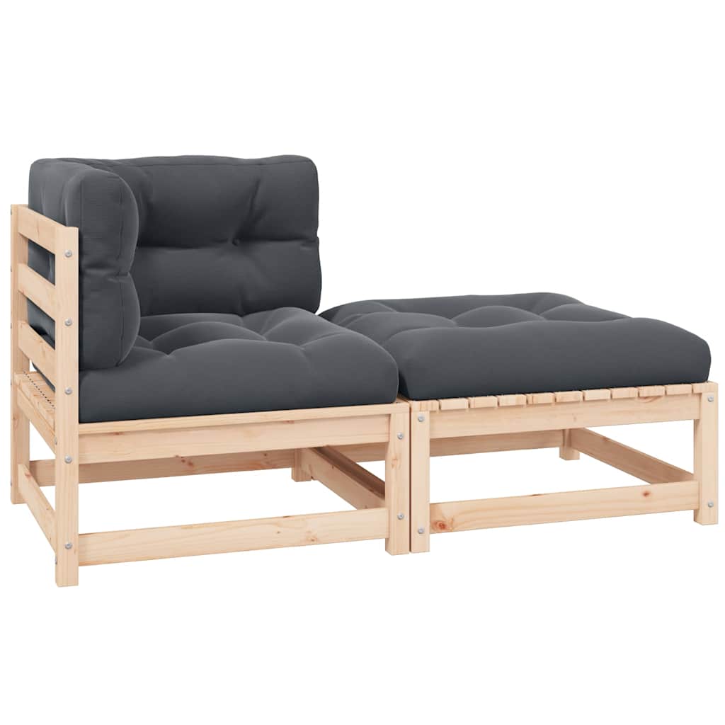 3 Piece Garden Lounge Set With Cushions Solid Pinewood
