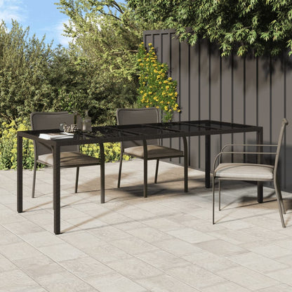 Garden Table 250X100X75 Cm Tempered Glass And Poly Rattan