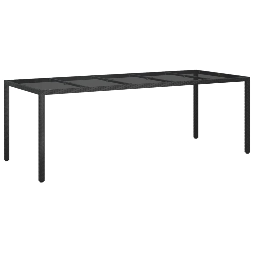 Garden Table 250X100X75 Cm Tempered Glass And Poly Rattan