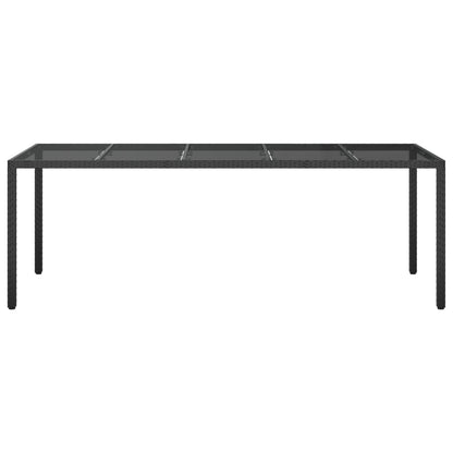 Garden Table 250X100X75 Cm Tempered Glass And Poly Rattan