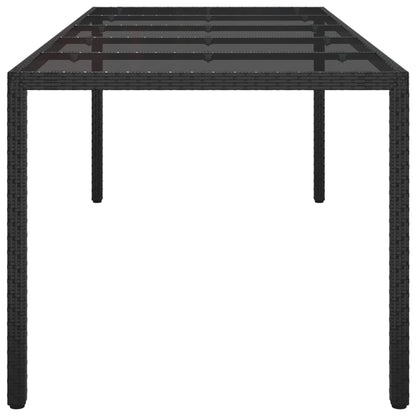 Garden Table 250X100X75 Cm Tempered Glass And Poly Rattan