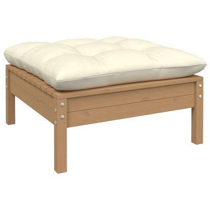 3 Piece Garden Lounge Set With Cream Cushions Solid Pinewood