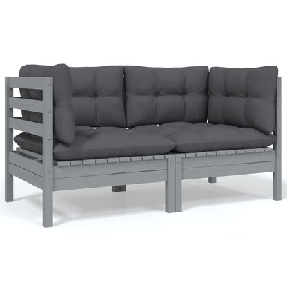 3 Piece Garden Lounge Set With Cream Cushions Solid Pinewood