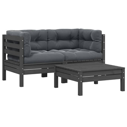 3 Piece Garden Lounge Set With Cream Cushions Solid Pinewood