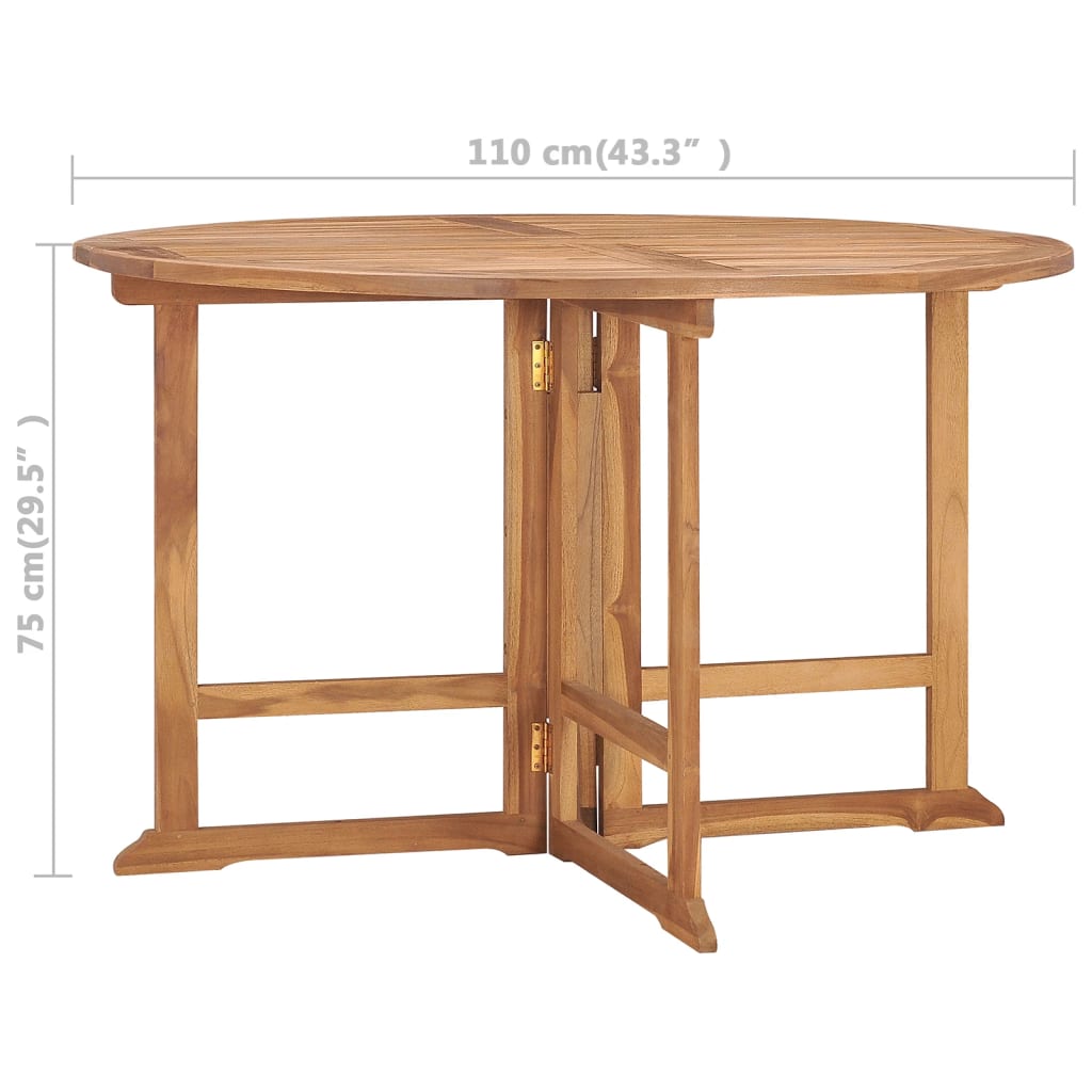 Folding Garden Dining Table Ø110X75 Cm Solid Wood Teak
