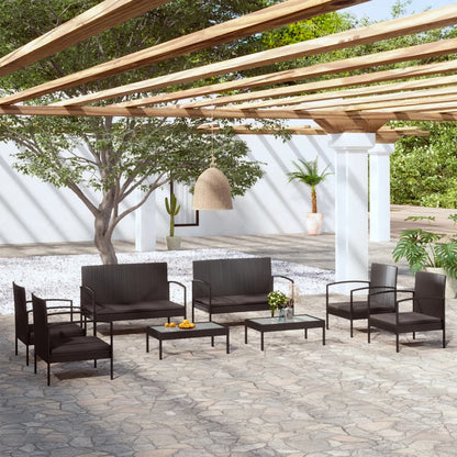 8 Piece Garden Lounge Set With Cushions Poly Rattan