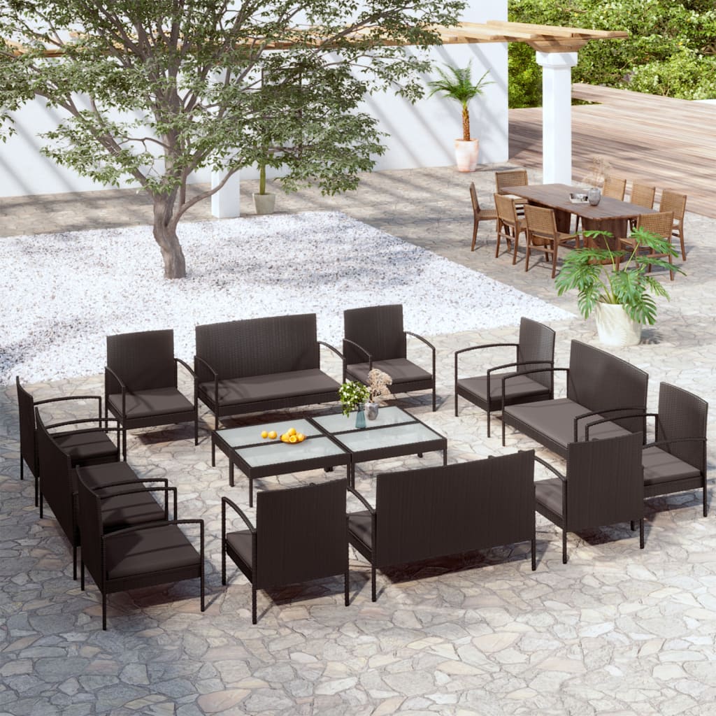 8 Piece Garden Lounge Set With Cushions Poly Rattan