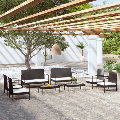 8 Piece Garden Lounge Set With Cushions Poly Rattan
