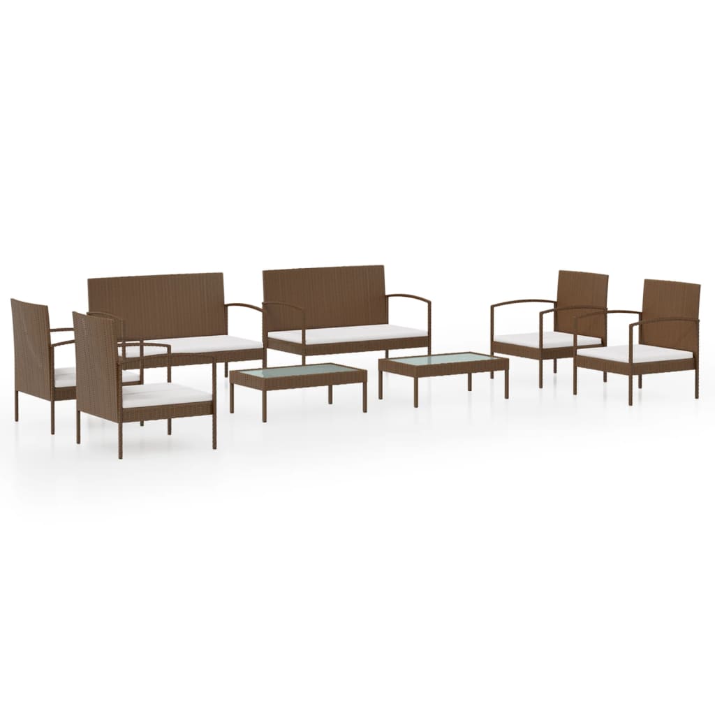8 Piece Garden Lounge Set With Cushions Poly Rattan