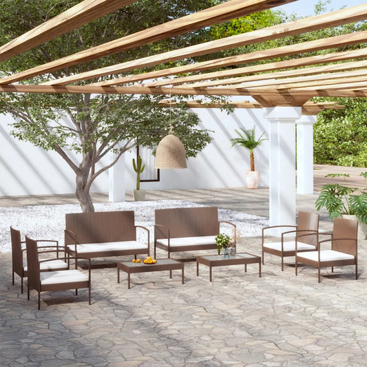 8 Piece Garden Lounge Set With Cushions Poly Rattan
