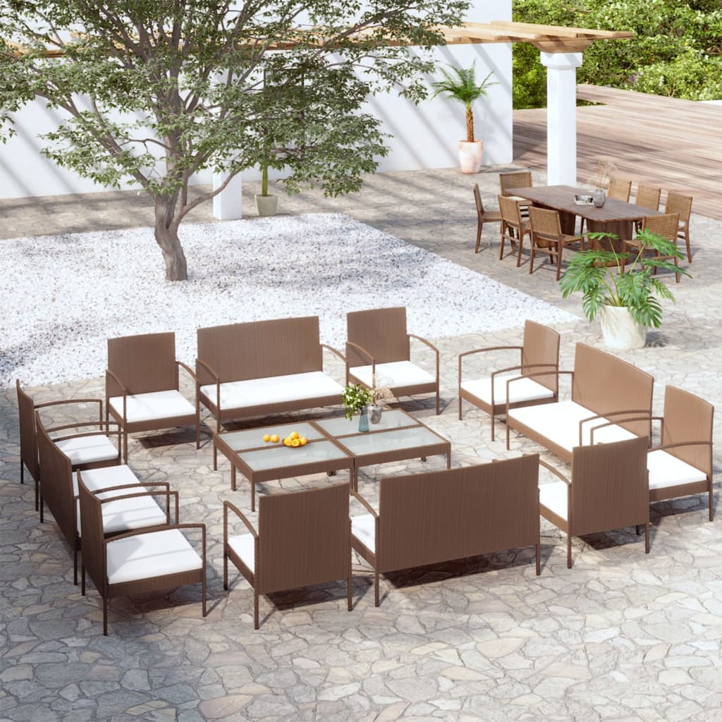 8 Piece Garden Lounge Set With Cushions Poly Rattan
