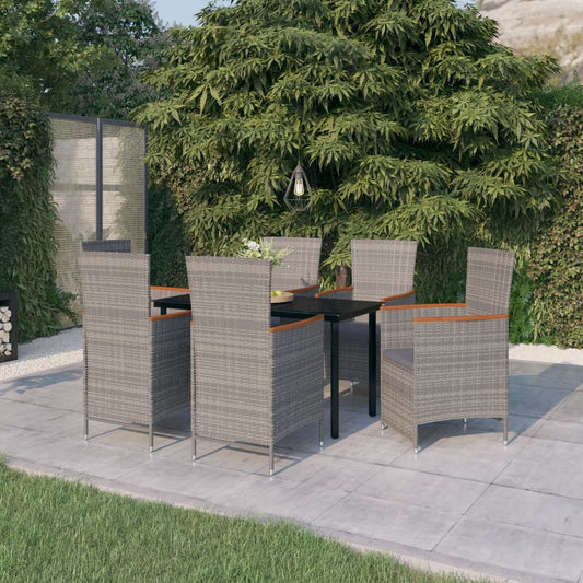 7 Piece Garden Dining Set With Cushions Grey