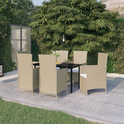 7 Piece Garden Dining Set With Cushions Grey