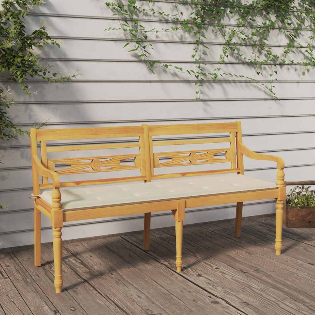 Batavia Bench With Cushion Solid Teak Wood