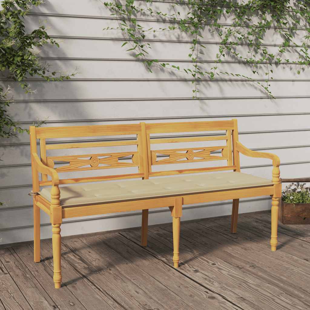 Batavia Bench With Cushion Solid Teak Wood