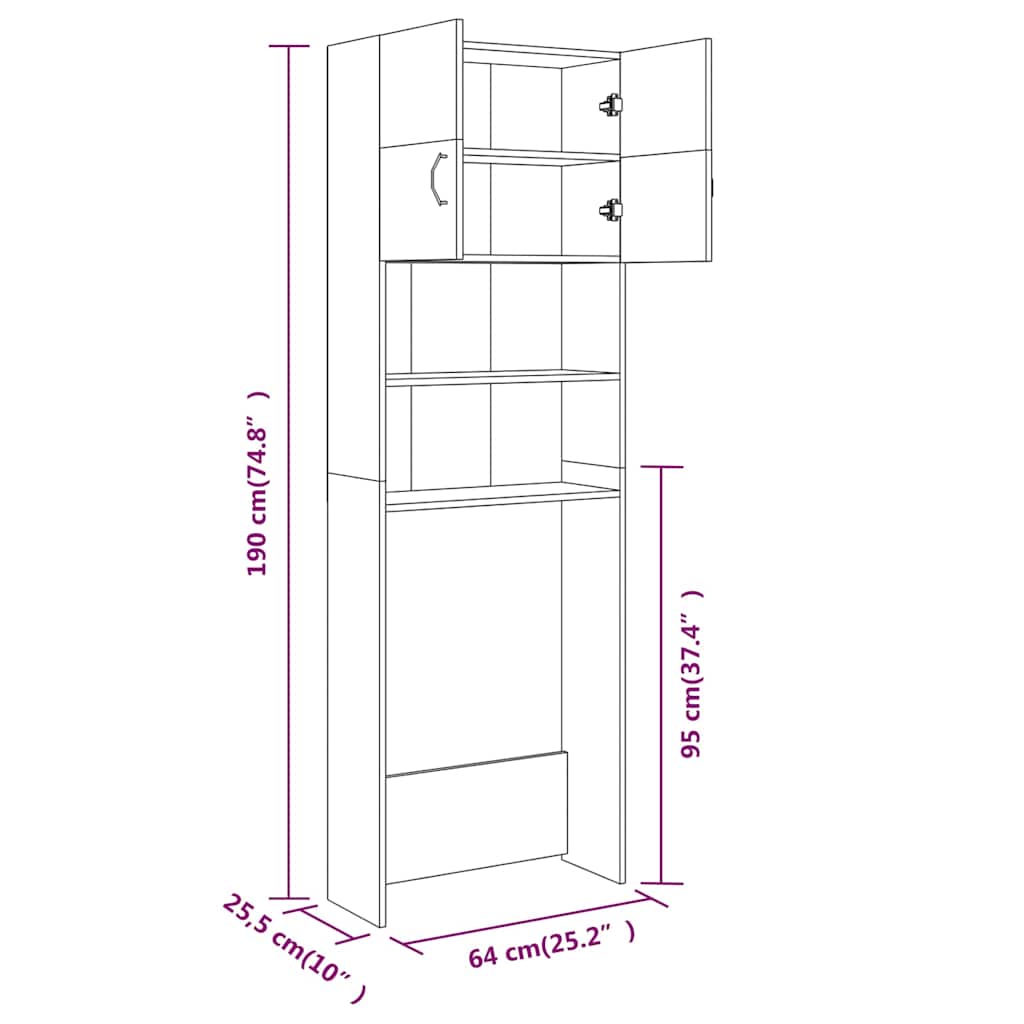 Washing Machine Cabinet 64X25.5X190 Cm