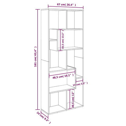 Book Cabinet 67X24X161 Cm Engineered Wood