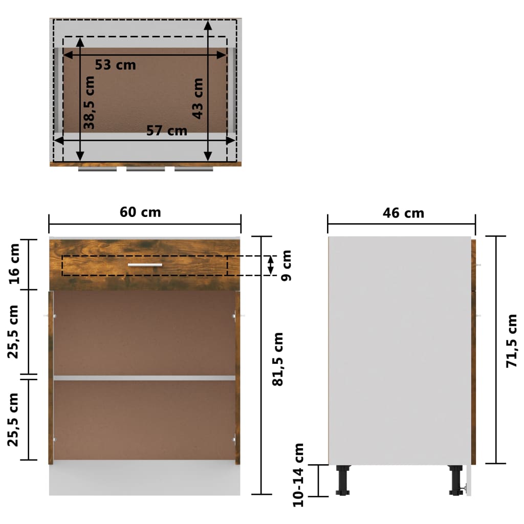 Drawer Bottom Cabinet Lyon 60X46X81.5 Cm Engineered Wood