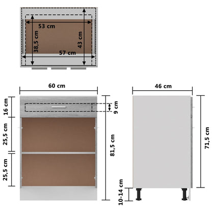 Drawer Bottom Cabinet Lyon 60X46X81.5 Cm Engineered Wood