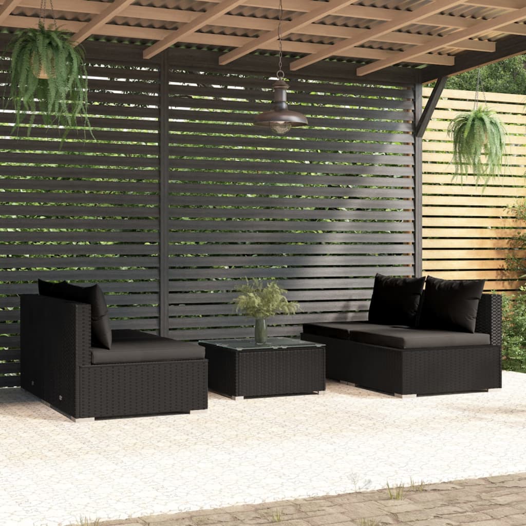 9 Piece Garden Lounge Set With Cushions Poly Rattan Grey