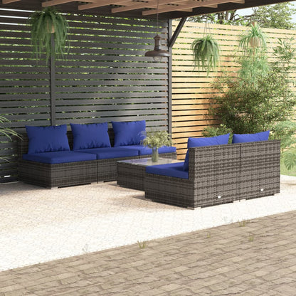9 Piece Garden Lounge Set With Cushions Poly Rattan Grey