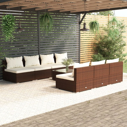 9 Piece Garden Lounge Set With Cushions Poly Rattan Grey