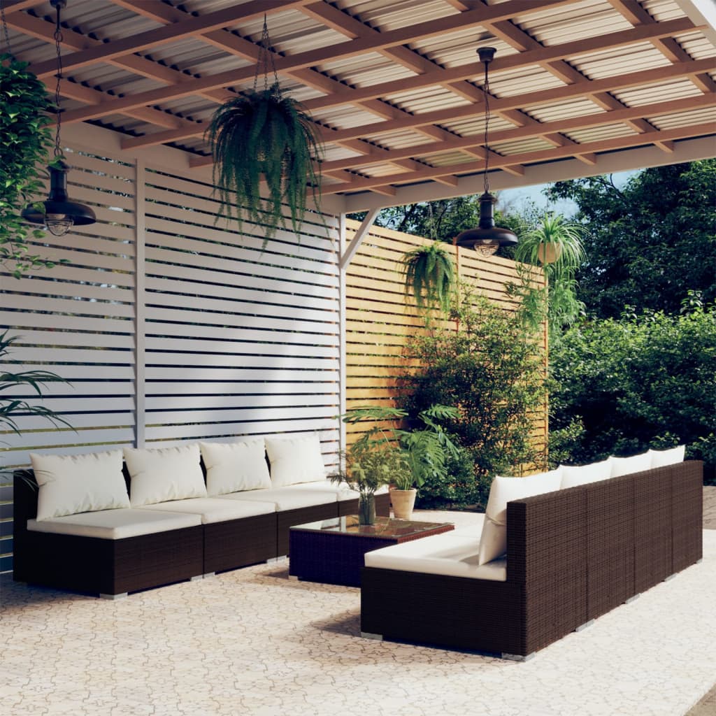 9 Piece Garden Lounge Set With Cushions Poly Rattan Grey