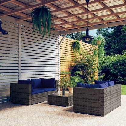 9 Piece Garden Lounge Set With Cushions Poly Rattan Grey