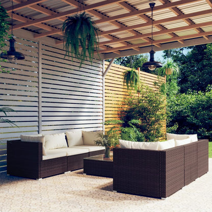 9 Piece Garden Lounge Set With Cushions Poly Rattan Grey