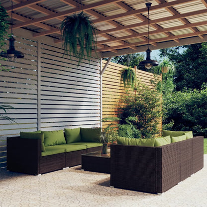 9 Piece Garden Lounge Set With Cushions Poly Rattan Grey