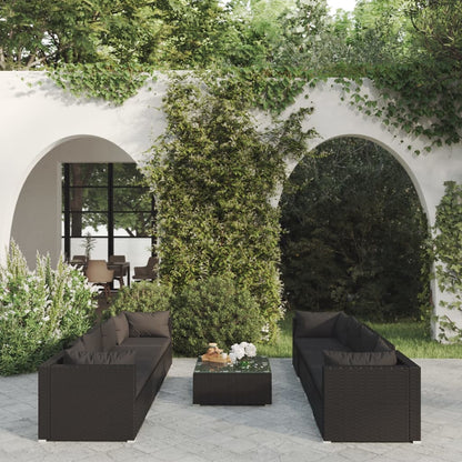 9 Piece Garden Lounge Set With Cushions Poly Rattan Grey