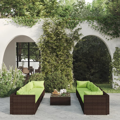 9 Piece Garden Lounge Set With Cushions Poly Rattan Grey