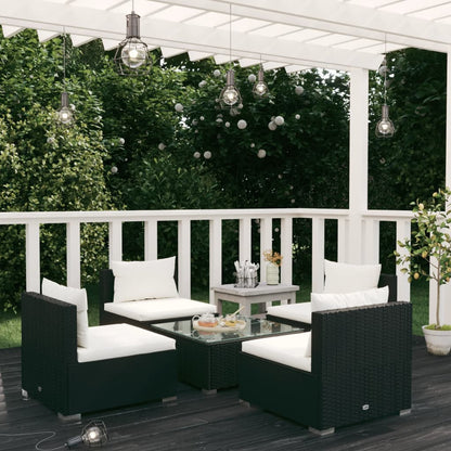 5 Piece Garden Lounge Set With Cushions Poly Rattan Grey