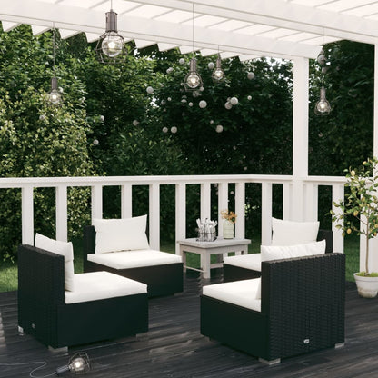 5 Piece Garden Lounge Set With Cushions Poly Rattan Grey