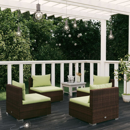 5 Piece Garden Lounge Set With Cushions Poly Rattan Grey