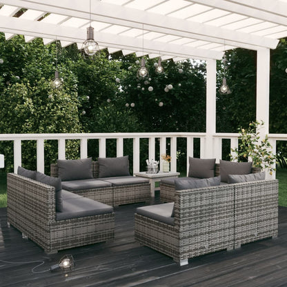 5 Piece Garden Lounge Set With Cushions Poly Rattan Grey