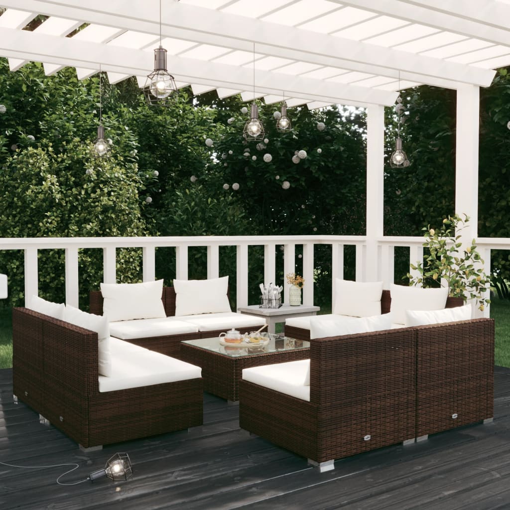 5 Piece Garden Lounge Set With Cushions Poly Rattan Grey