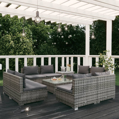 5 Piece Garden Lounge Set With Cushions Poly Rattan Grey