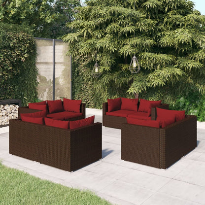 5 Piece Garden Lounge Set With Cushions Poly Rattan Grey
