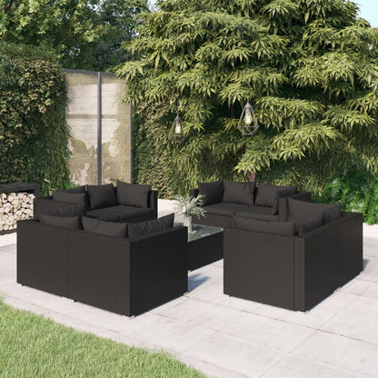 5 Piece Garden Lounge Set With Cushions Poly Rattan Grey