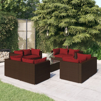 5 Piece Garden Lounge Set With Cushions Poly Rattan Grey