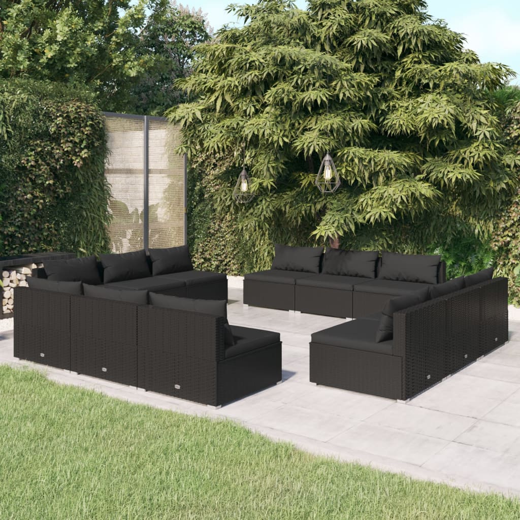 5 Piece Garden Lounge Set With Cushions Poly Rattan Grey