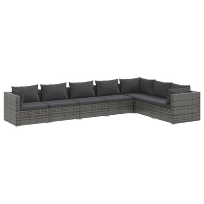7 Piece Garden Lounge Set With Cushions Poly Rattan Grey