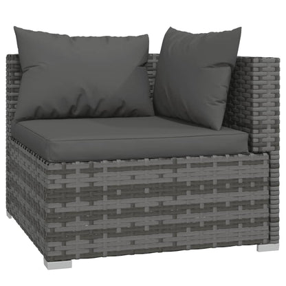 7 Piece Garden Lounge Set With Cushions Poly Rattan Grey