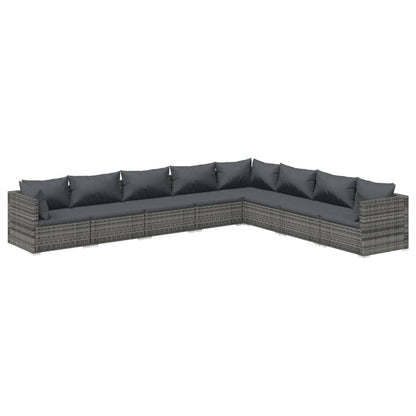 8 Piece Garden Lounge Set With Cushions Poly Rattan Grey