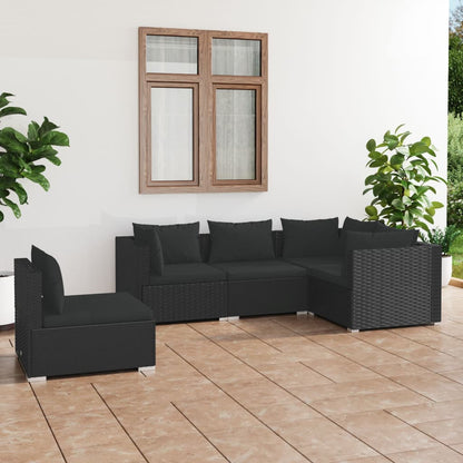 7 Piece Garden Lounge Set With Cushions Poly Rattan Grey