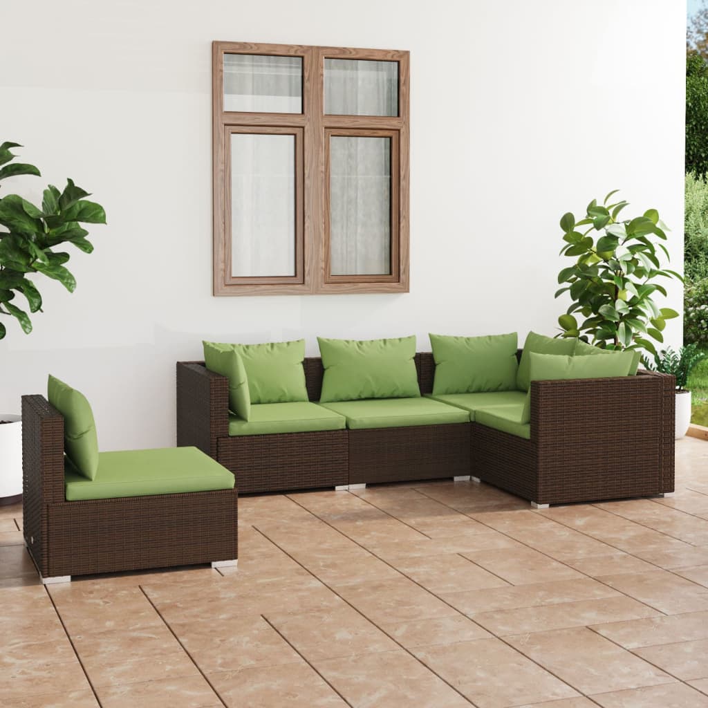 7 Piece Garden Lounge Set With Cushions Poly Rattan Grey